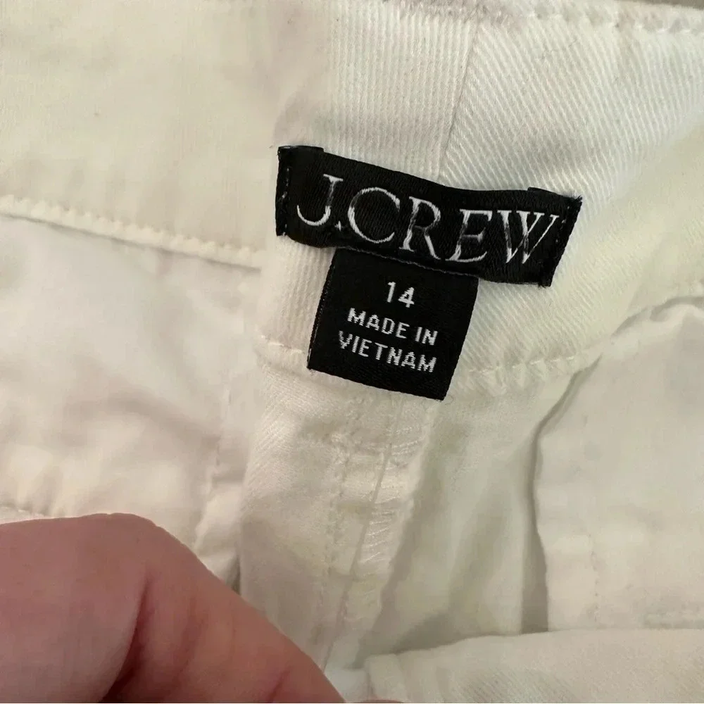 J. Crew New Patch-Pocket Chino Short Women's White Cotton Button Front Sz 14 NWT